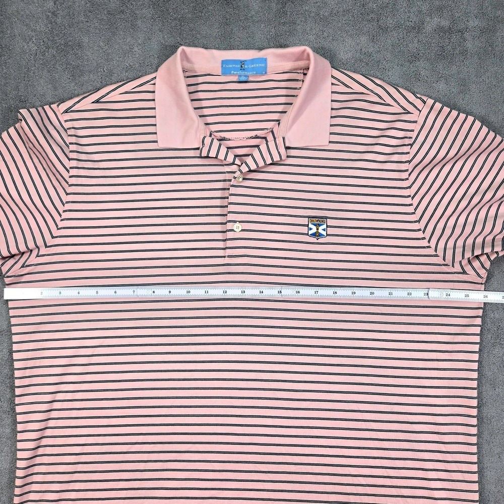 Fairway & Greene Polo Shirt Mens XL Pink Striped Excellent Kinloch Golf Top - Picture 6 of 13